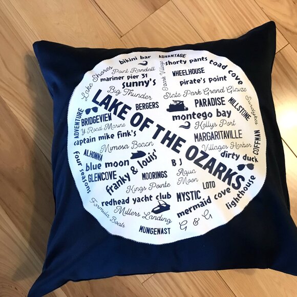 Summer Lake House Pillow Cover, 18x18: Lake of the Ozarks Marinas & Landmarks - Picture 6 of 8